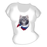 Женская футболка "Кот с флагом" с принтом на сайте mosmayka.ru