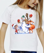 Новогодняя футболка "Снеговик 34" детская с принтом на сайте mosmayka.ru