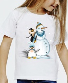 Новогодняя футболка "Снеговик 38" детская с принтом на сайте mosmayka.ru