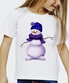 Новогодняя футболка "Снеговик 40" детская с принтом на сайте mosmayka.ru