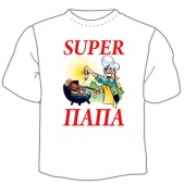 Мужская футболка "Супер папа 1" с принтом на сайте mosmayka.ru