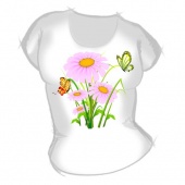 Женская футболка "Цветочки с бабочками" с принтом на сайте mosmayka.ru
