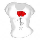 Женская футболка "Девочка с шарами" с принтом