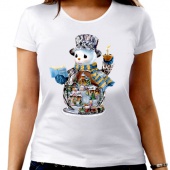 Новогодняя футболка "Снеговик 31" женская с принтом на сайте mosmayka.ru