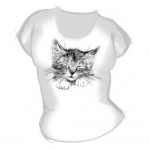 Женская футболка "Спящий котёнок" с принтом на сайте mosmayka.ru