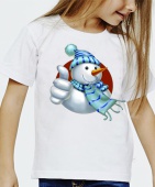 Новогодняя футболка "Снеговик 44" детская с принтом
