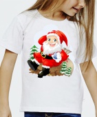 Новогодняя футболка "Весёлый дед мороз 3" детская с принтом на сайте mosmayka.ru