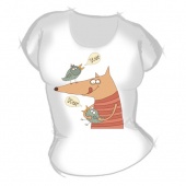 Женская футболка "Лиса с птицами" с принтом на сайте mosmayka.ru