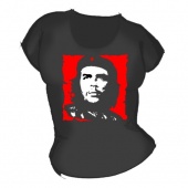 Женская чёрная футболка "Чегеваро" с принтом на сайте mosmayka.ru
