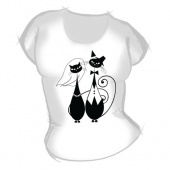 Женская футболка "Кот и кошка 3" с принтом на сайте mosmayka.ru