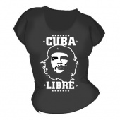 Женская чёрная футболка "Куба" с принтом на сайте mosmayka.ru
