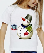 Новогодняя футболка "Снеговик 35" детская с принтом