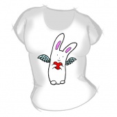 Женская футболка "Заяц ангелочек" с принтом