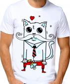 Парная футболка "Модный кот" мужская с принтом на сайте mosmayka.ru