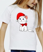 Новогодняя футболка "Новогодний котёнок" детская с принтом