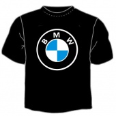 Чёрная футболка "BMW" с принтом на сайте mosmayka.ru