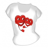 Женская футболка "Два сердечка" с принтом на сайте mosmayka.ru