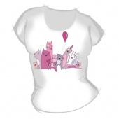 Женская футболка "Вечеринка котов" с принтом на сайте mosmayka.ru