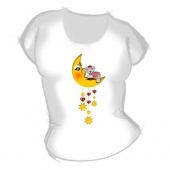 Женская футболка "Мишка на луне" с принтом на сайте mosmayka.ru