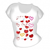 Женская футболка "Сердечки" с принтом