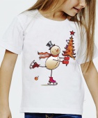 Новогодняя футболка "Снеговик и ёлка" детская с принтом на сайте mosmayka.ru