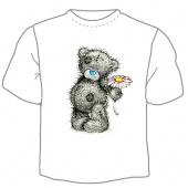 Детская футболка "Мишка с ромашкой" с принтом