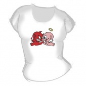 Женская футболка "Ангел и дьявол" с принтом на сайте mosmayka.ru