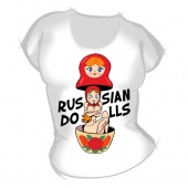 Женская футболка "Russian dolls" с принтом на сайте mosmayka.ru