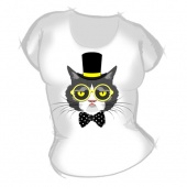 Женская футболка ".Кот в очках" с принтом на сайте mosmayka.ru
