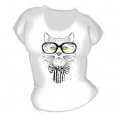 Женская футболка "Серьёзный кот" с принтом на сайте mosmayka.ru