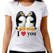 Парная футболка "Пингвины" женская с принтом на сайте mosmayka.ru