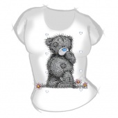 Женская футболка "Мишка тедди с сердечками" с принтом на сайте mosmayka.ru