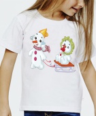 Новогодняя футболка "Снеговики" детская с принтом