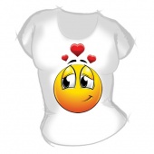 Женская футболка "Смайлик с сердечками" с принтом