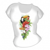 Женская футболка "Цветы с птицей1" с принтом