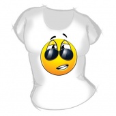 Женская футболка "Крутой смайл" с принтом на сайте mosmayka.ru