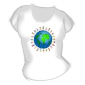 Женская футболка "Земля с детьми" с принтом