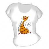 Женская футболка "Кот в полоску" с принтом на сайте mosmayka.ru