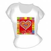 Женская футболка "Сердце в квадрате" с принтом