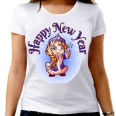 Новогодняя футболка "Happy New Year" с принтом на сайте mosmayka.ru