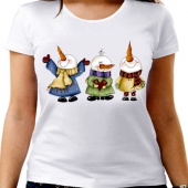 Новогодняя футболка "Смешные снеговики" женская с принтом на сайте mosmayka.ru