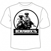 Мужская футболка "Вежливость" с принтом на сайте mosmayka.ru