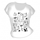 Женская футболка "Много кошек" с принтом на сайте mosmayka.ru