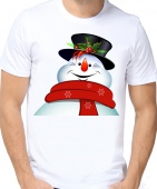 Новогодняя футболка "Снеговик 26" мужская с принтом на сайте mosmayka.ru