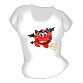 Женская футболка "Смайл-дьявол" с принтом на сайте mosmayka.ru