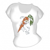Женская футболка "Зайка с морковкой" с принтом на сайте mosmayka.ru