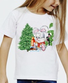 Новогодняя футболка "Новогодний зайчик" детская с принтом
