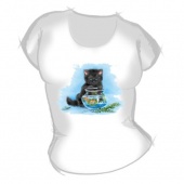 Женская футболка "Кошка с рыбкой" с принтом на сайте mosmayka.ru