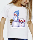 Новогодняя футболка "Снеговик 39" детская с принтом на сайте mosmayka.ru