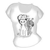 Женская футболка "Кошка с арнаментом" с принтом на сайте mosmayka.ru
